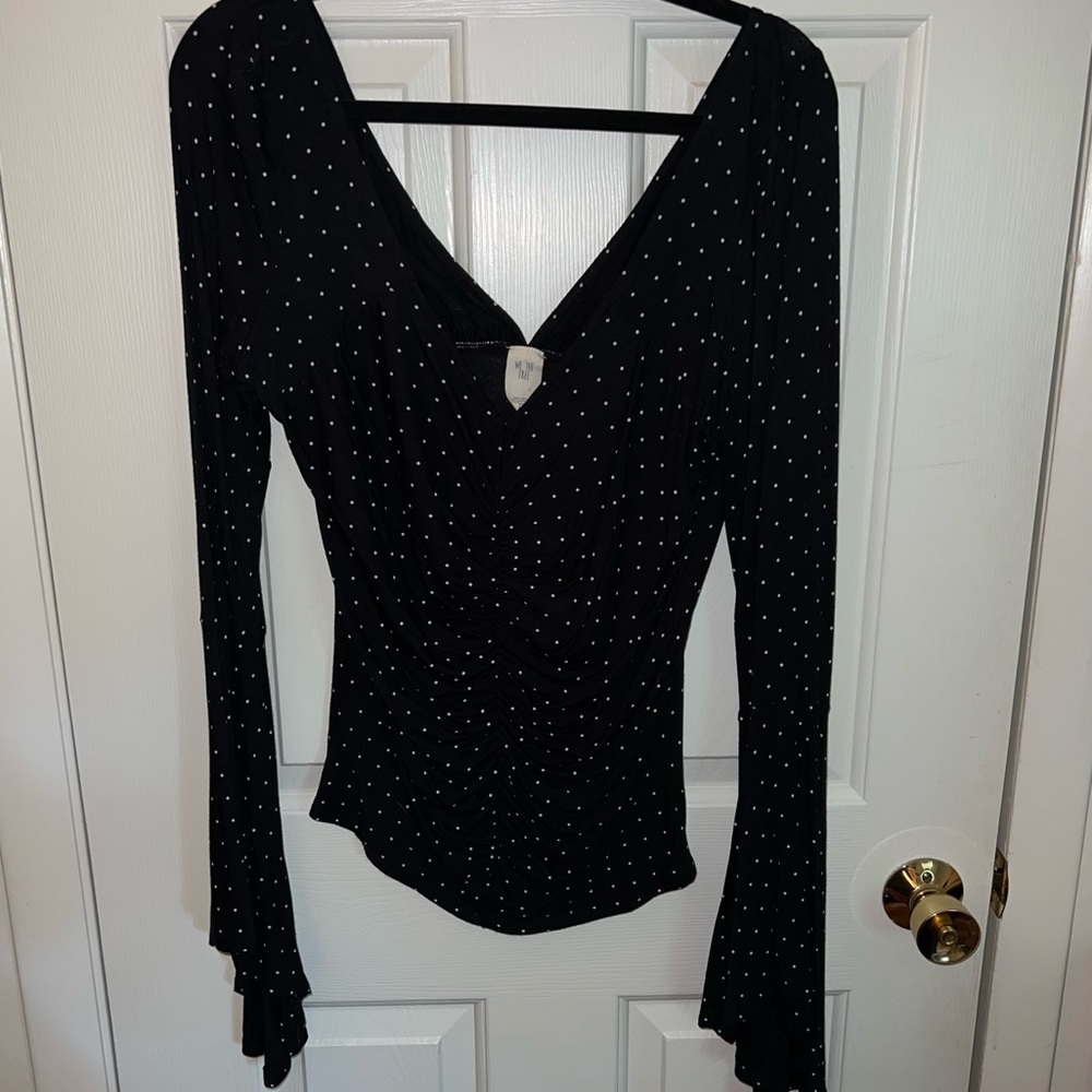 We The Free Polka Dot Flutter Sleeve Shirt